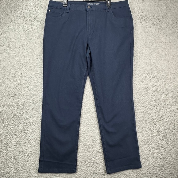 Arrow Men Khaki Pants 35X30 Navy Blue Straight Leg Flat Front Pocket Stretch NEW - Picture 1 of 11